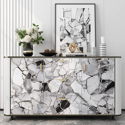 LaCheery White Gray Black Marble Contact Paper for Countertops Kitchen Counter Top Peel and Stick Waterproof Marble Wallpaper for Bathroom Countertop Vinyl Wrap Cabinets Walls Removable Roll 15.8"x80" - size: 15.8" x 80"