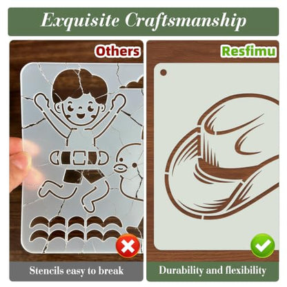 Western Cowboy Stencils for Crafts Reusable 28Pcs Stencils(5.8X5.8 Inch) - color: Cowboy