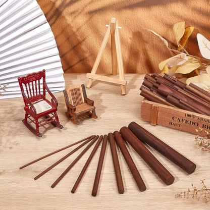 OLYCRAFT 50Pcs Walnut Dowel Rods 9 Sizes 5.9 Inch Long 2.7-19.5mm Walnut Wood Round Rods Brown Wooden Dowel Sticks for Crafts Unfinished Round Sticks for Handmade Building Model DIY Craft Supplies