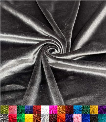 Barcelonetta | Stretch Velvet Fabric | Luxury & Soft | Velvet Fabric | 60" Wide Roll | 10% Spandex | Sewing, Apparel, Upholstery (Charcoal, 1 Yard) - color: Charcoal, size: 1 Yard