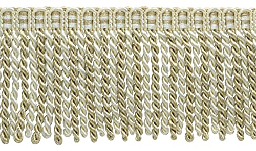 3" (7.5cm) Long Noblesse Collection Bullion Fringe Trim with Fancy Knitted Header (Style# DB3) White Sands Multicolor #4001 (White Ivory, Cream Ivory, Light Beige) 5 Yard Value Pack (4.5m/15 ft) - color: White Sands Multicolor #4001 (White Ivory, Cream Iv