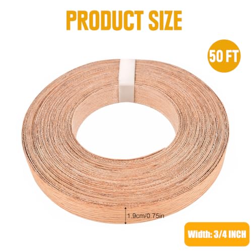 Red Oak Edge Banding,3/4 Inch x 50ft Roll Pre-Glued Iron On Wood Veneer Edging Banding Tape with Hot Melt Adhesive Flexible Edge Band for DIY & Professional Projects - color: Red Oak Wood, size: 3/4 Inch x 50 ft