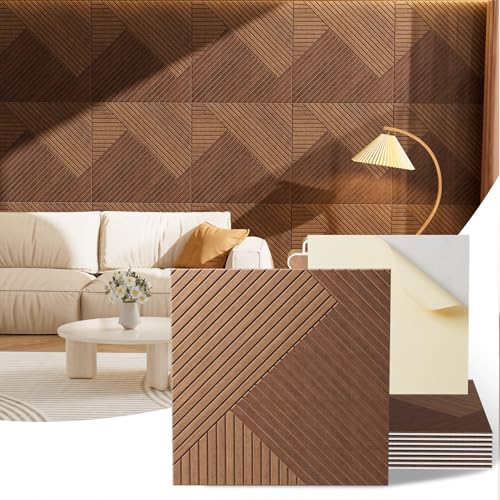 Acoustic Wall Panels, 8 Piece 23.62" X 23.62" Peel and Stick Wall Panels - color: Tri-Tone Chevron Weave, size: 94 X 48 Inches