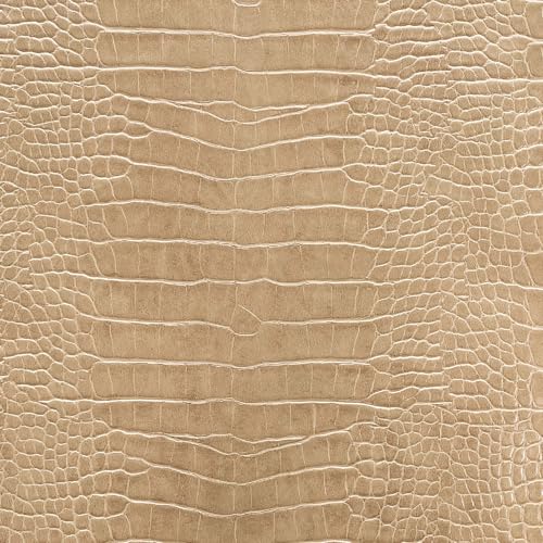 12" x 53" Glossy Embossed Crocodile Texture Faux Leather Roll Synthetic Leather Crafts Fabric for Wallets Keychains Handbags Making Sewing Crafts Material (Tan) - color: Tan