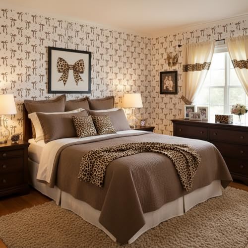 Drydiet Leopard Bow Print Wallpaper Peel Stick Contact Paper 15.8 x 118.1 - color: Leopard, size: 15.8 in x 118.1 in, style: Bow