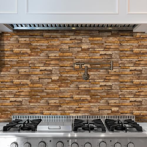 Wood Grain Peel and Stick Backsplash Tile 9.68x4.72 inch 24Pcs - color: Hzw-xy-htp-109