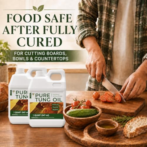 32oz*2 100% Pure Tung Oil, Food Safe Waterproof Wood Finish - size: 64 Fl Oz