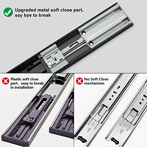 LONTAN 2 Pairs Black Soft Close Drawer Slides 18 Inch Heavy Duty Runners - color: Black, size: 18 Inch