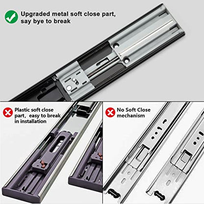 LONTAN 2 Pairs Black Soft Close Drawer Slides 18 Inch Heavy Duty Runners - color: Black, size: 18 Inch