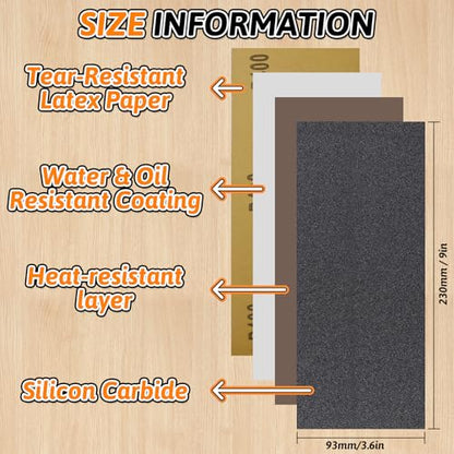 30 PCS Wet Dry Sandpaper 400 Grit Sheets for Polishing & Finishing - color: 400G, size: 9x3.6 Inch