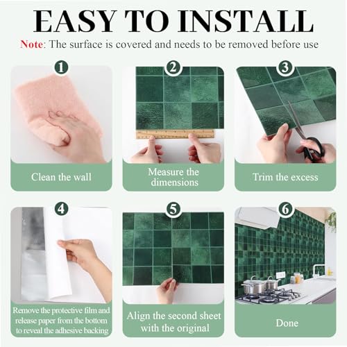 Feifeiya 10 Pcs Heavy-Duty Peel and Stick Backsplash Kitchen 3D Adhesive Peel Stick Tile Waterproof Backsplash Renter Wall Tile for Bathroom Fireplace (Checkered 11.8" X 11.8",Green) - color: Green, size: Checkered 11.8" X 11.8"