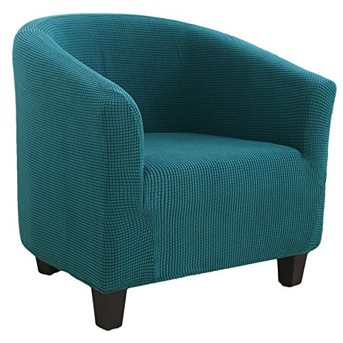 SearchI Club Chair Slipcover Stretch Barrel Chair Covers Jacquard Tub Chair Slipcovers Spandex Armchair Sofa Cover Removable Couch Furniture Protector Arm Chair Cover for Living Room(Emerald Green) - color: Emerald Green