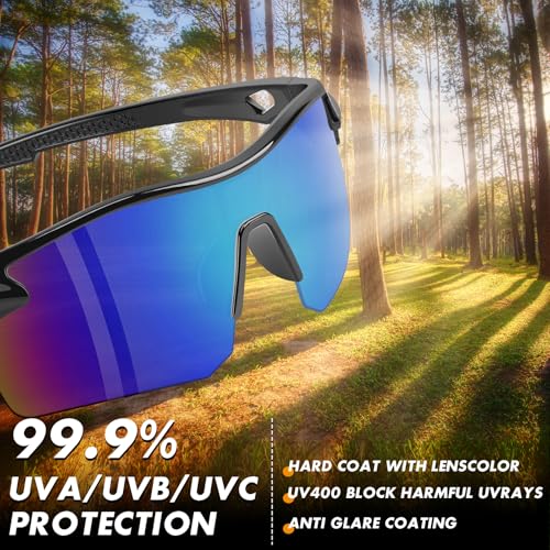 12 Pack Safety Glasses for Men, ANSI Z87.1 & UV Protective Eyewear - color: Blue Mirrored