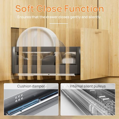 22 Inch Soft Close Undermount Drawer Slides for Frameless, 100lb,1 Pair - size: 22 Inch