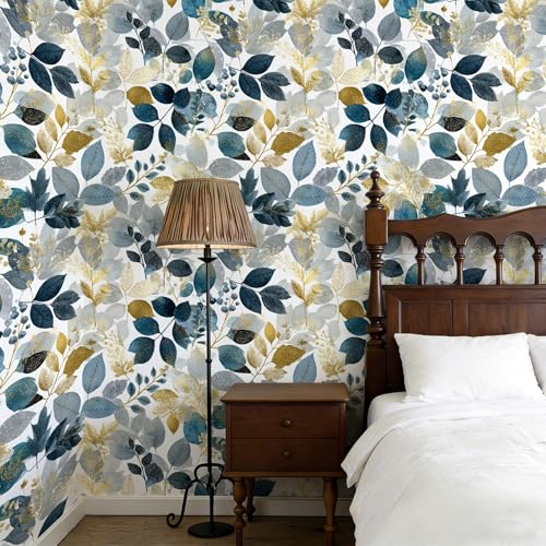 Watercolor Botanical Wallpaper, Eucalyptus Leaf Peel and Stick Wallpaper - color: ML-M104, size: 17.7" x 118"