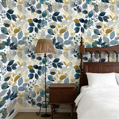 Watercolor Botanical Wallpaper, Eucalyptus Leaf Peel and Stick Wallpaper - color: ML-M104, size: 17.7" x 118"