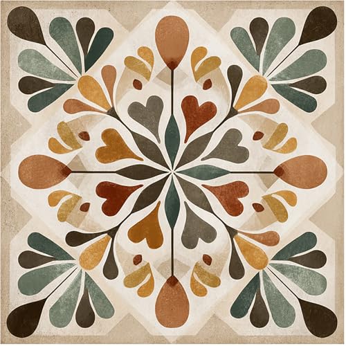 Nuxovilar Peel and Stick Floor Tile,Peel and Stick Vinyl Floor Tiles - color: Brown green vine flowers