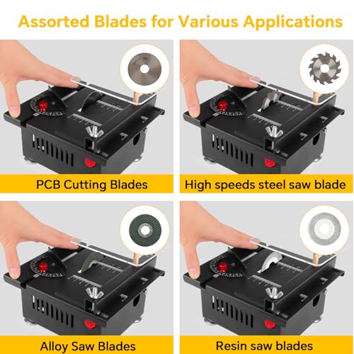 Mini Multi-Functional Table Saw, Multi-functional Mini Table Saw for Wood Cutting, Angle Adjustable with More Accessories - (10" Table Saw-Pro Kit)