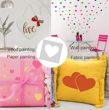 5pcs Reusable Painting Stencils,Plastic Art Craft Templates on Wood Wall Fabric Paper Home Décor DIY 4" to 12" (Heart) - color: Heart