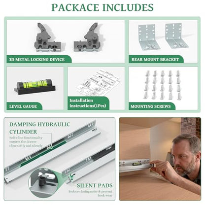 5Pair(10Pack) 21 Inch Undermount Drawer Slides with Rear Mount Bracket - size: 21 Inch