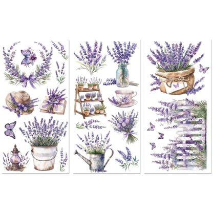 Peacoblue Purple Lavender Rub On Transfers for Furniture Craft 6"x12" - style: Purple Lavender Flowers