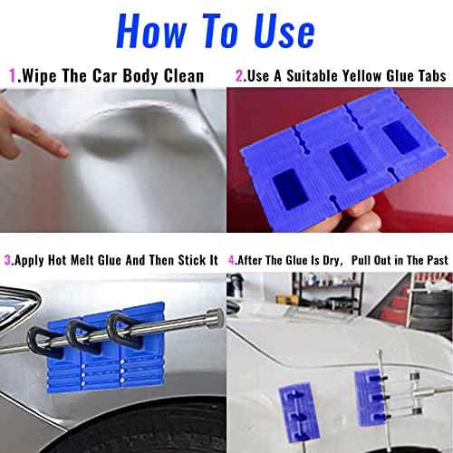 Car Dent Repair Tools Heavy Duty Paintless Repair Removal Tools Strong Dent Puller Handle Lifter Blue Glue Tabs Powerful Body Repair Dent Remover Tool Kit for Car Dent Repair (Blue) - color: Blue-2