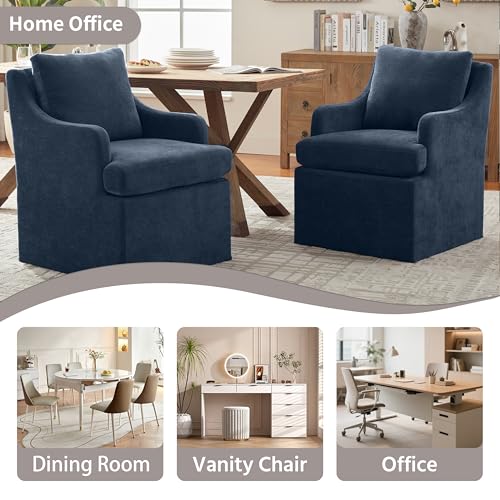 VKNOW Upholstered Dining Chairs, Dining Room Chairs with Casters - color: Blue, size: 1