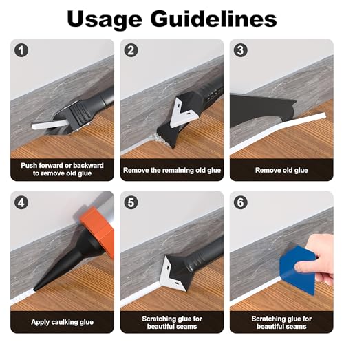 Caulking Tool Silicone Caulking Tools 3 in 1, Caulk Remover Tool, Sealant Finishing Tool Grout Remove Scraper, Caulk Remover Glass Glue Angle Scraper for Kitchen Bathroom Floor Window Sink