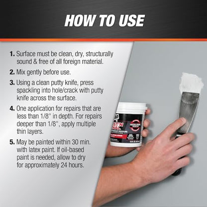 DAP Fast 'N Final Lightweight Spackling, White, 8 Oz (7079812140) (Pack of 6) - size: 8 Fl Oz (Pack of 6)