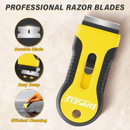 DIYSELF 2 Pack Scraper Tool, Quick-Change Razor Scraper with 10 Blades - color: Yellow