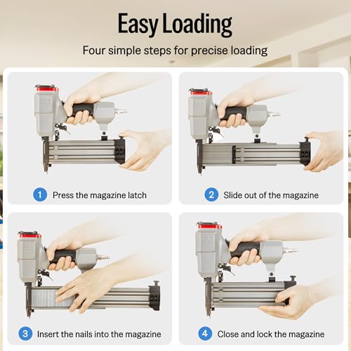 meite F50G Brad Nailer 18 Gauge 3/4-inch to 2-inch Pneumatic Tool with Trigger Safety for Woodworking Projects
