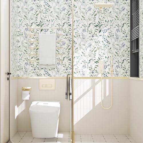 ILHIIOR Blue Leaf Peel and Stick Wallpaper Boho 17.5 x118 Inches - color: Green, size: 17.5" x 118.1"