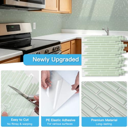 Art3d Linear Subway Design Tile Peel and Stick Backsplash, 20-Sheet, Teal - color: Teal