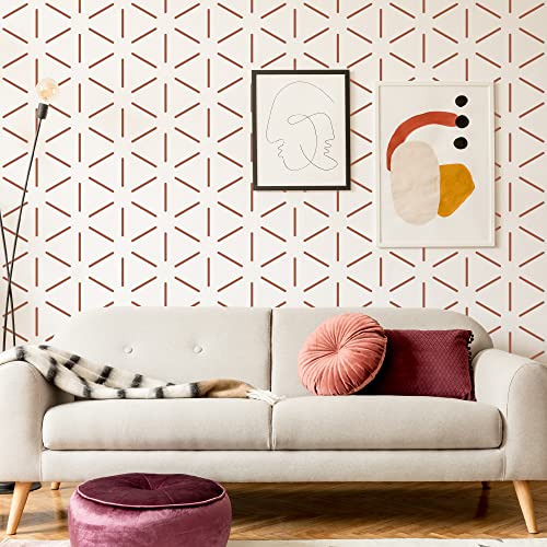 6 Pcs 14" Large Reusable Modern Boho Line Geometric Wall Stencils