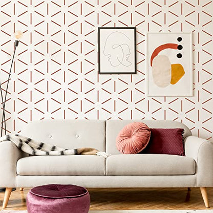6 Pcs 14" Large Reusable Modern Boho Line Geometric Wall Stencils