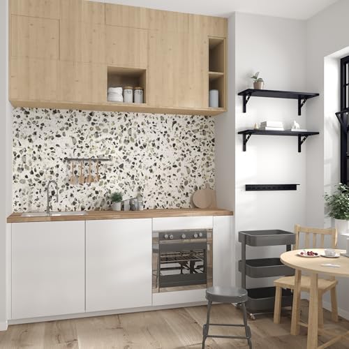 Multicolor Terrazzo Contact Paper 15.7"x196.8" Glossy Granite Wallpaper - color: White Gray Black, size: 15.7" x 196.8"