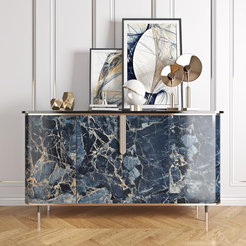 YENHOME 30"X118" Blue Marble Contact Paper for Countertops Peel and Stick Waterproof Counter Top Covers Peel and Stick Wall Paper for Kitchen Bathroom Wallpaper Self Adhesive Countertop Contact Paper - size: 30" x 118"