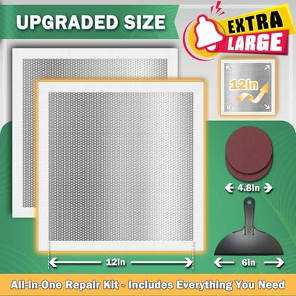 Seloom 12 X 12 Inch Drywall Repair Kit - Heavy Duty Self-Adhesive Mesh Drywall Patch Kit for Large Holes, Quick & Easy Wall Patch Repair kit for Wall and Ceiling (Repair 5)