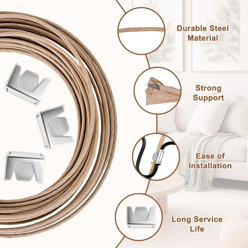 60 FT Upholstery Stay Wire Sofa Spring Repair Kit with 120 Clips