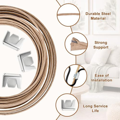 60 FT Upholstery Stay Wire Sofa Spring Repair Kit with 120 Clips