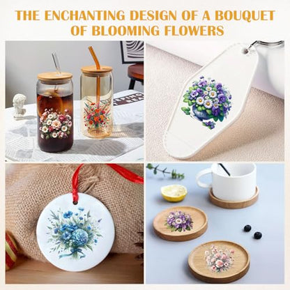 48 Sheets Rub on Transfers for Crafts and Furniture Rub on Transfer Stickers Decals for Wood,2.5 * 2.5inch (Bouquet of Blooms) - style: Bouquet of Blooms