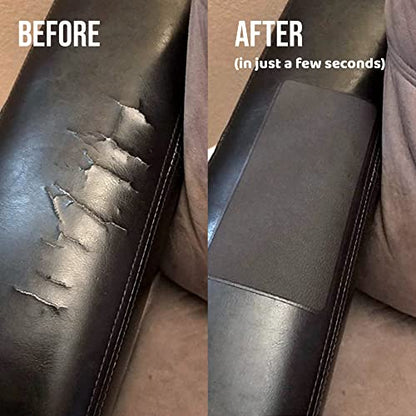 Premium Self Adhesive Leather Patch for Couch, Car Seat – Black 4in×2.4in - color: A Black Leather, size: 4in x 2.4in