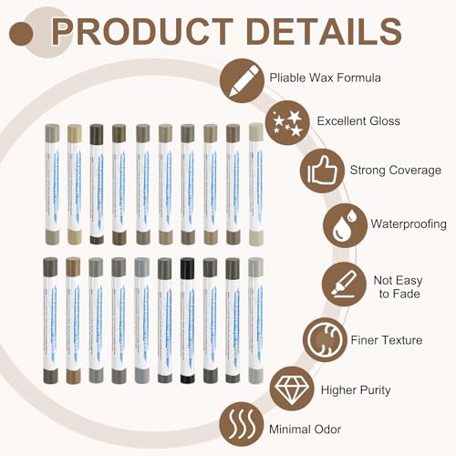 uxcell 20Pcs Wood Filler Sticks 20 Colors Comprehensive Gray Series - color: Comprehensive Gray Series