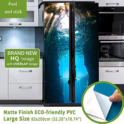 Nature Art Self Stick Vinyl Door Mural Sticker, Peel and Stick Removable Refrigerator Wrap Decal, Diving, 32.3x78.7, 2 Pcs Set - color: Diving
