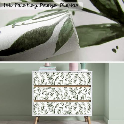 Livebor Leaf Wallpaper Peel and Stick Green Contact Paper17.7” x 118.1” - color: B-Green, size: 17.7" x 118.1"