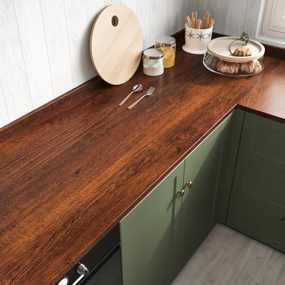 VEELIKE Auburn Cherry Wood Contact Paper Peel and Stick Wood Wallpaper for Kitchen Cabinets Furniture 15.7''x354'' Self Adhesive Waterproof Vinyl Wrap Wood Grain Contact Paper for Countertop Table Top - size: 15.7" x 354"