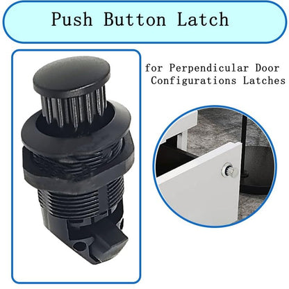 2Pcs Push Button Latch, Push to Close Latches for Perpendicular Door Configurations Latches - Push-to-Close Latches - Knob Stores Flush (Black) - color: Black