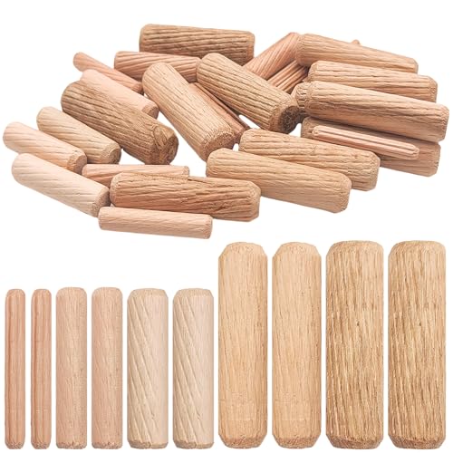 30Pcs Assorted Wooden Dowel Pins, M4 M6 M8 M10 M12 Fluted Hardwood Grooved Plugs for Furniture Woodworking, DIY Crafts Carpentry (5/32 to 1/2 Inch, 4/6/8/10/12mm) - size: 5 Sizes(M4 M6 M8 M10 M12)