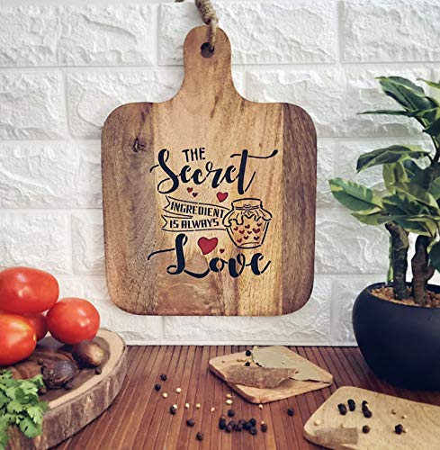 CrafTreat Reusable Quote Stencils for Painting on Wood, Canvas, Paper, Fabric, Floor, Wall and Tile - Secret Ingredient - 6x6 Inch - DIY Art and Craft Stencils - Kitchen Decor Stencils for Painting