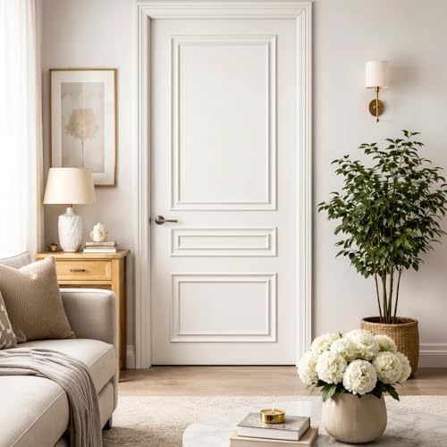 Colingmill 1 Set Peel and Stick Door Moulding Trim Kit Double Premade Wall Moulding Panels Flexible Self Adhesive 3D Wainscoting Panels for Window Frame Decor(Top 22"x35"Middle 22"x6" Bottom 22"x20") - style: Top 22"x35"middle 22"x6" Bottom 22"x20"